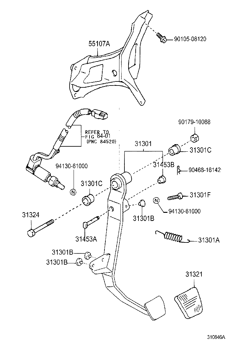 31301-52080 PEDAL SUB-ASSY, CLUTCH product image