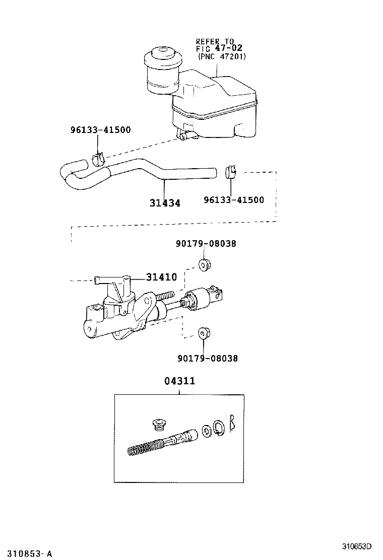 31420-02010 CYLINDER ASSY, CLUTCH MASTER product image