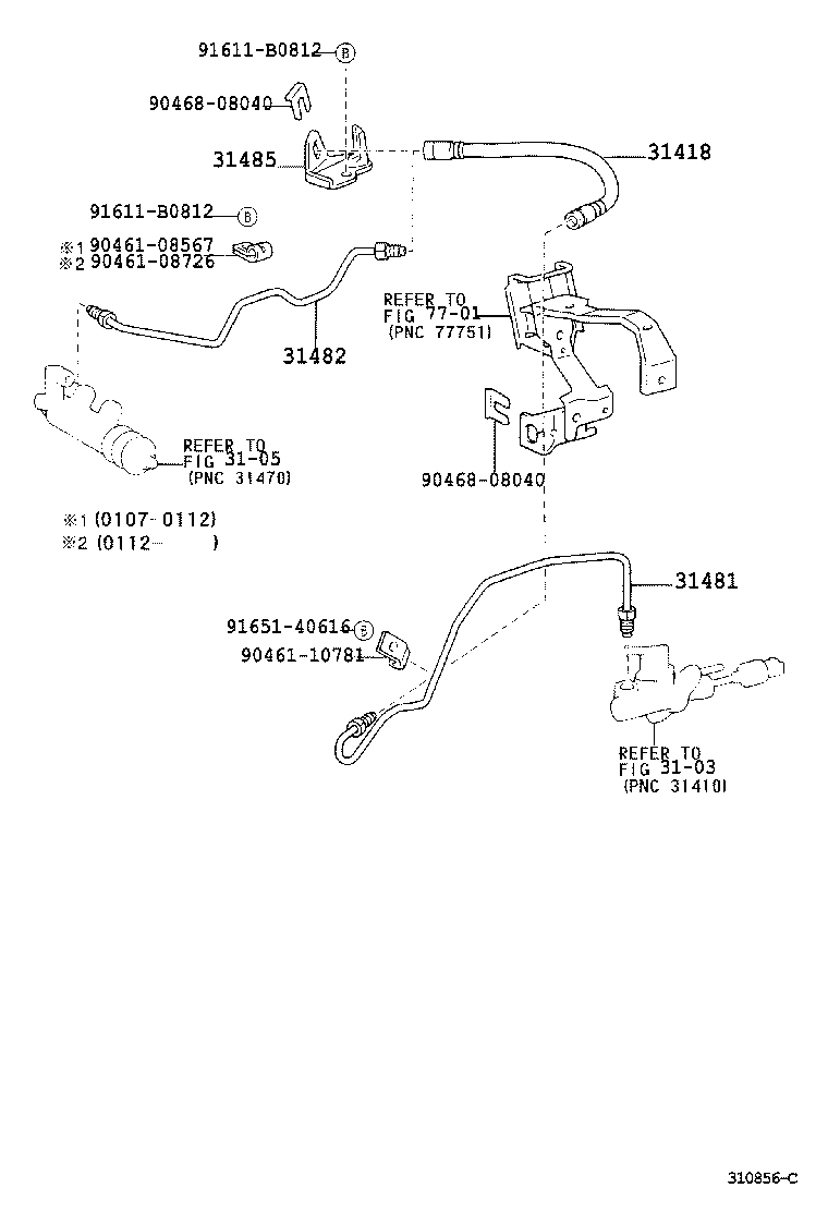 31482-02250 TUBE, CLUTCH RELEASE CYLINDER TO FLEXIBLE HOSE product image