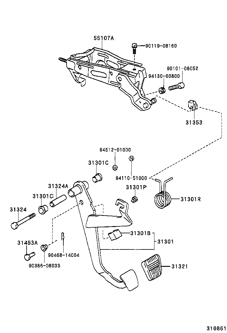 31301-26130 PEDAL SUB-ASSY, CLUTCH product image