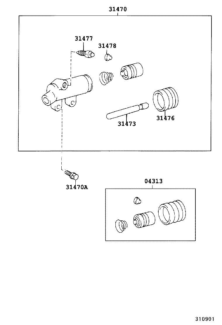 31470-37080 CYLINDER ASSY, CLUTCH RELEASE product image