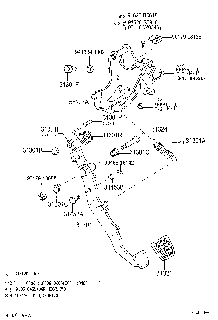 31301-02080 PEDAL SUB-ASSY, CLUTCH product image