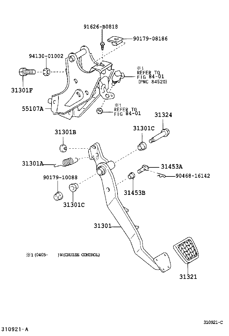 31301-02080 PEDAL SUB-ASSY, CLUTCH product image