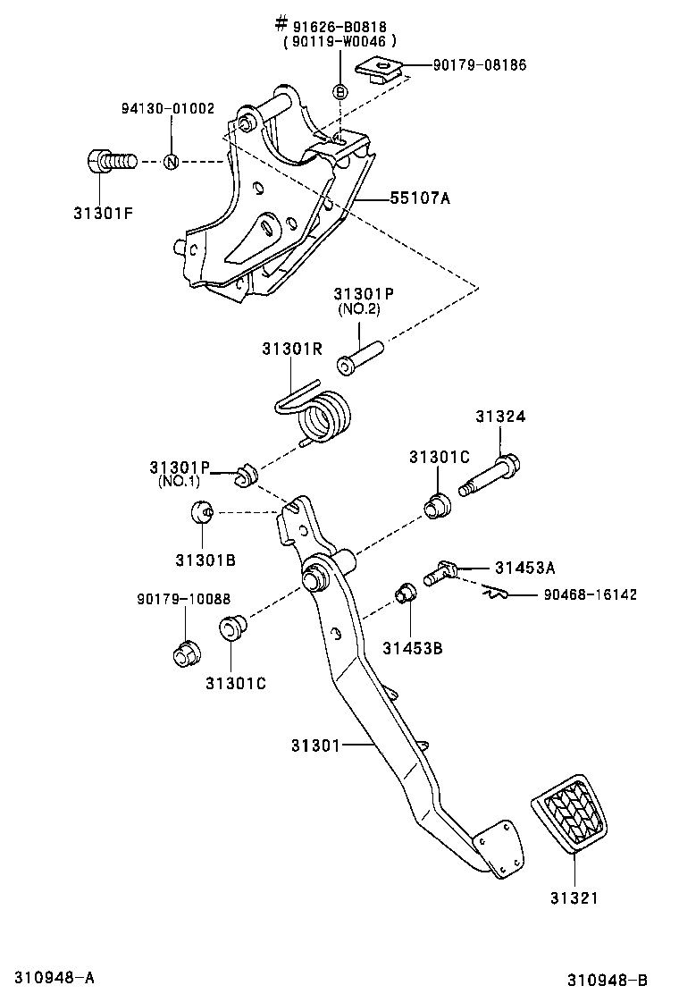 31301-02110 PEDAL SUB-ASSY, CLUTCH product image