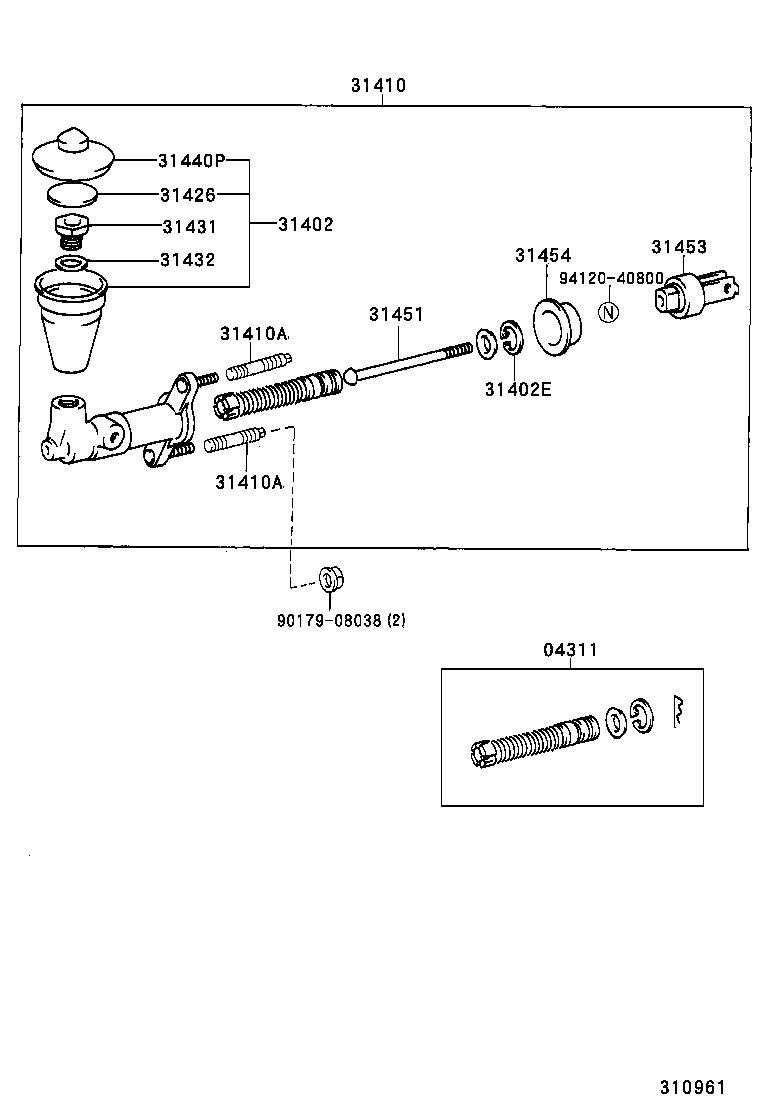 31410-38080 CYLINDER ASSY, CLUTCH MASTER product image