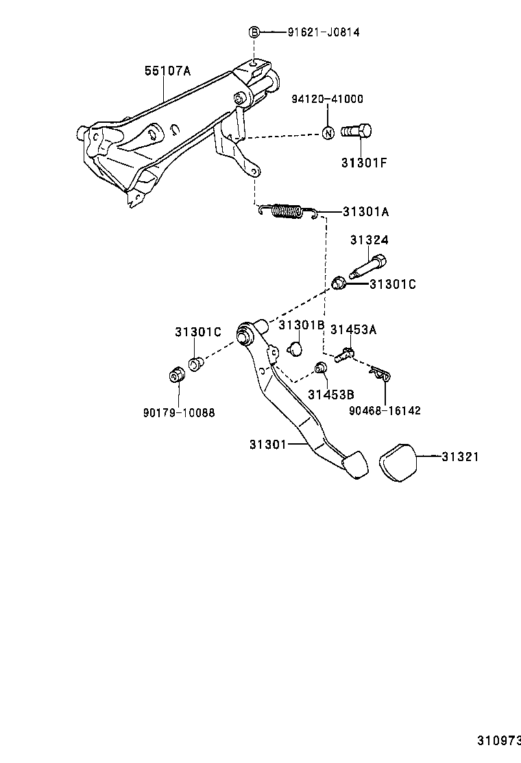 31301-02130 PEDAL SUB-ASSY, CLUTCH product image