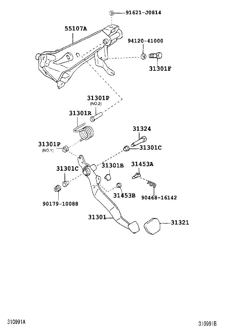 31301-02130 PEDAL SUB-ASSY, CLUTCH product image