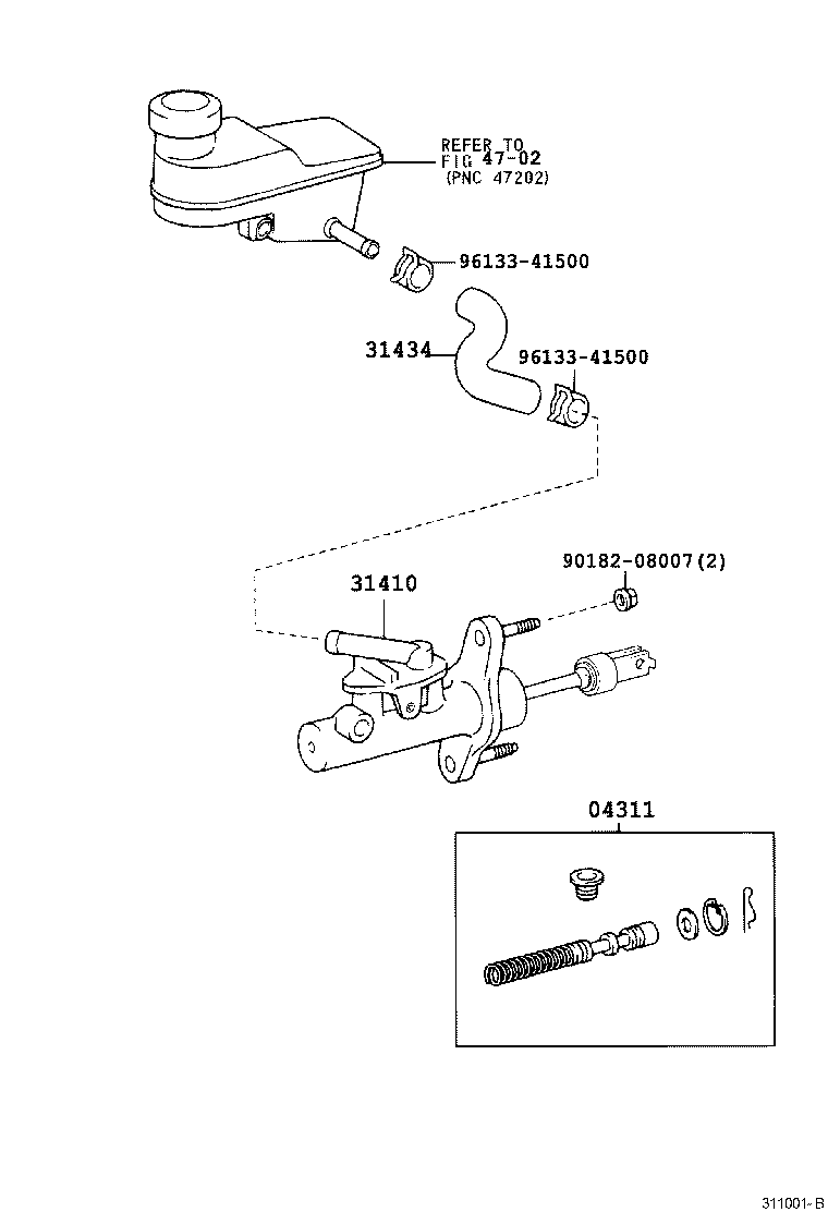 Toyota 31434-52040 TUBE, CLUTCH RESERVOIR