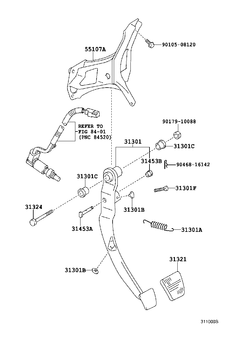 31301-52090 PEDAL SUB-ASSY, CLUTCH product image