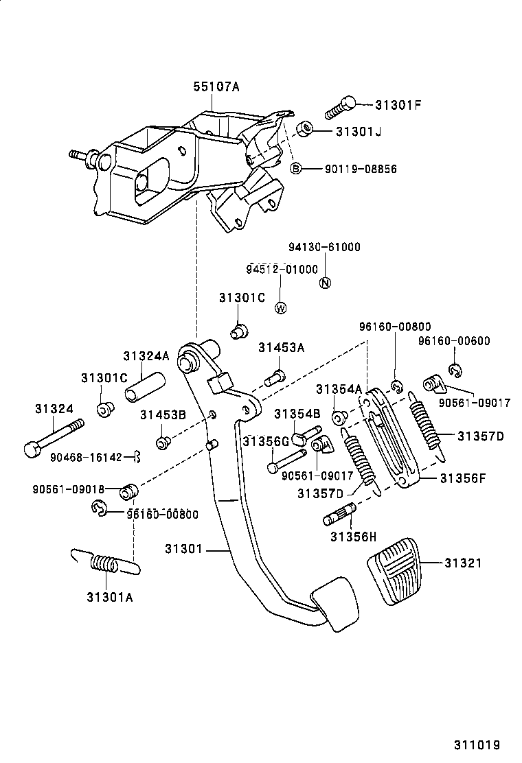 31301-60220 PEDAL SUB-ASSY, CLUTCH product image