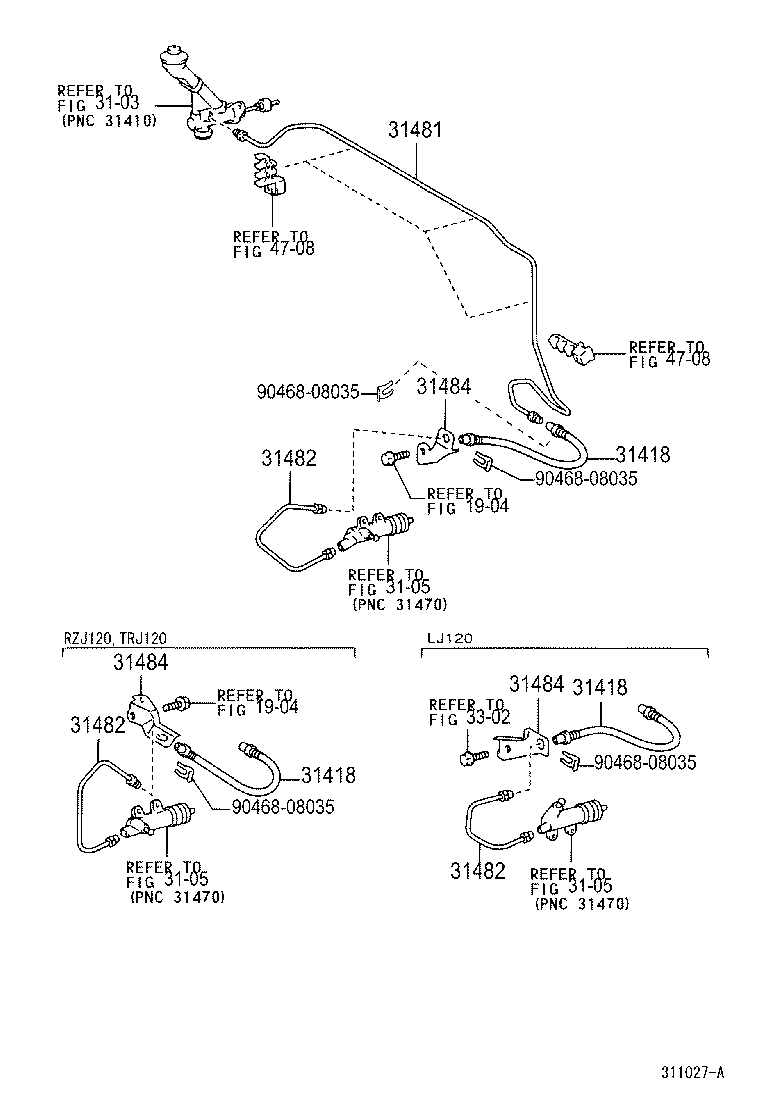 31482-60070 TUBE, CLUTCH RELEASE CYLINDER TO ACCUMULATOR product image