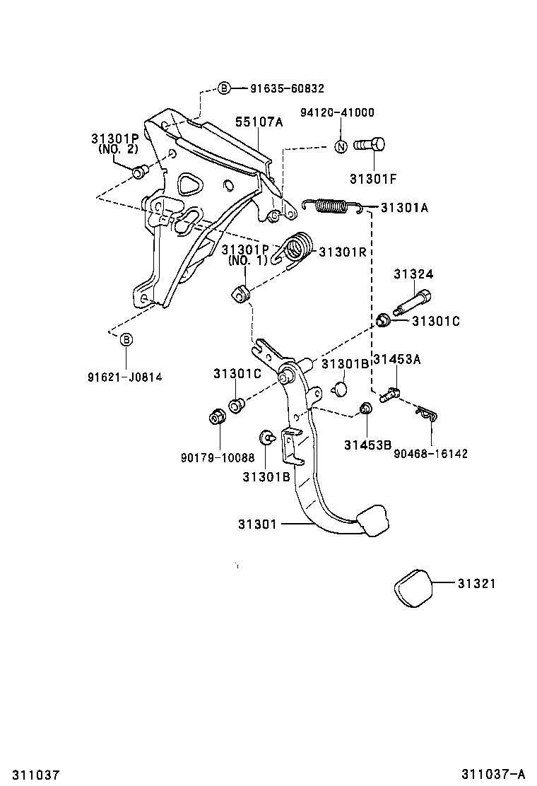 55107-02040 SUPPORT SUB-ASSY, CLUTCH PEDAL product image