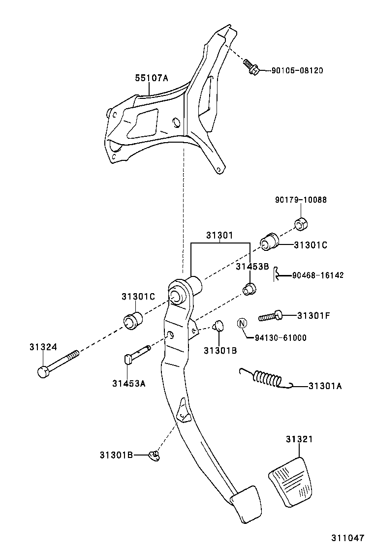31301-0D020 PEDAL SUB-ASSY, CLUTCH product image