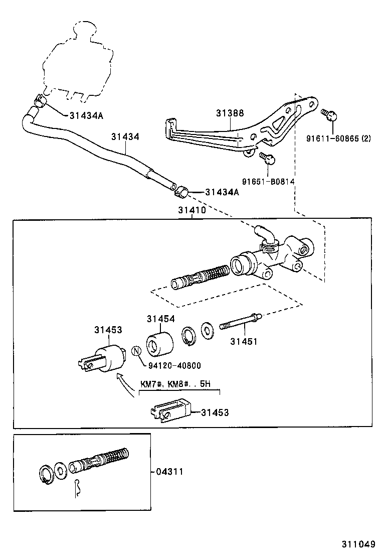 31420-27110 CYLINDER ASSY, CLUTCH MASTER product image