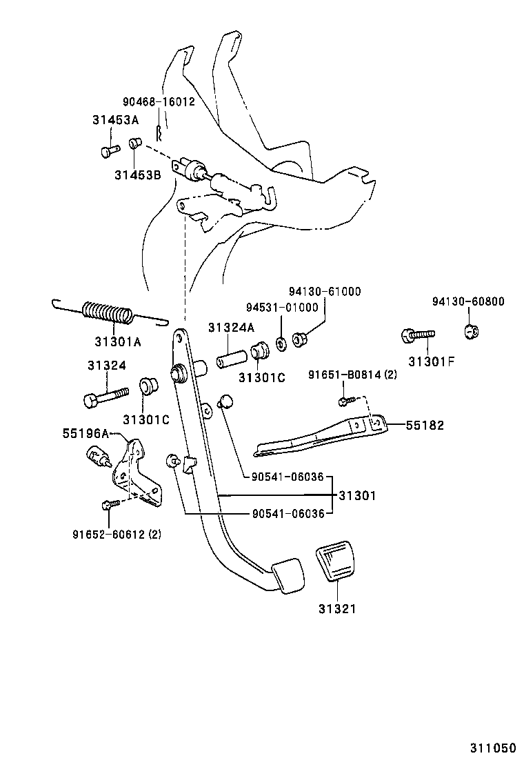 31310-27030 PEDAL SUB-ASSY, CLUTCH product image