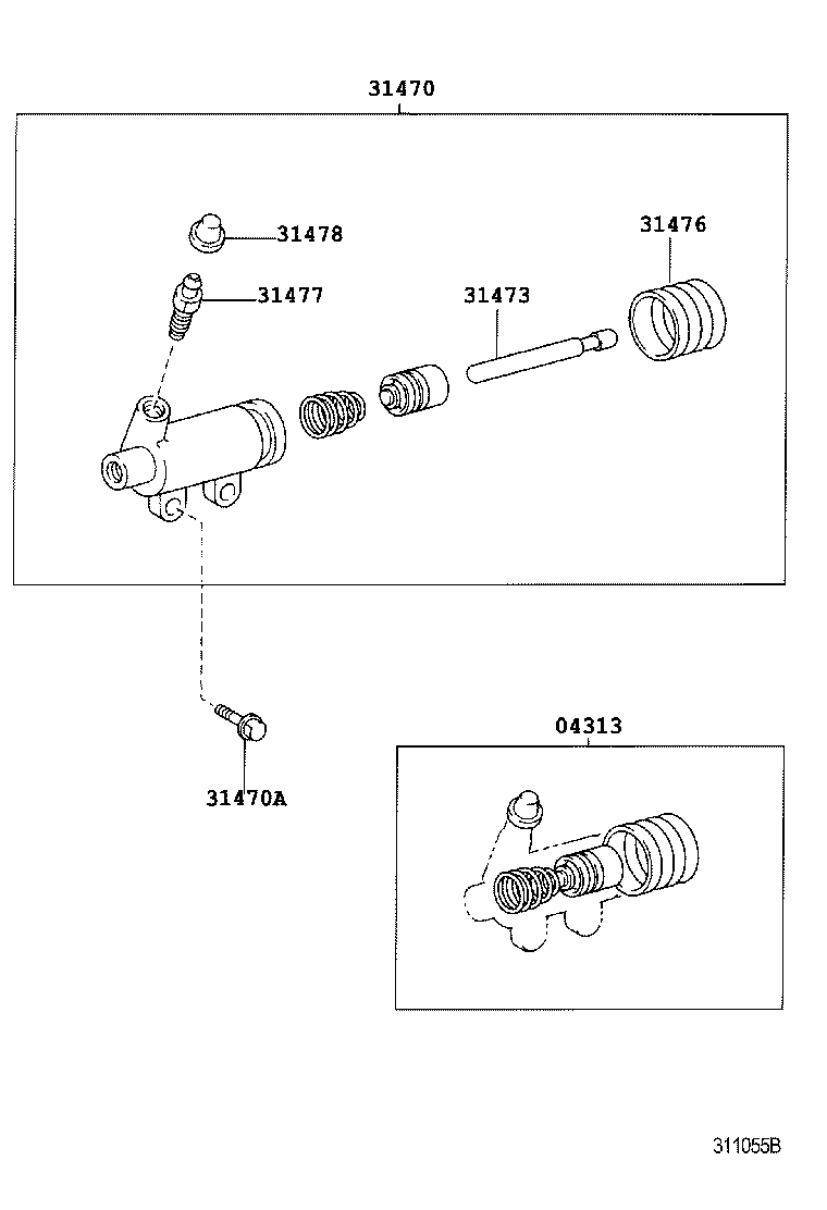 31470-60320 CYLINDER ASSY, CLUTCH RELEASE product image
