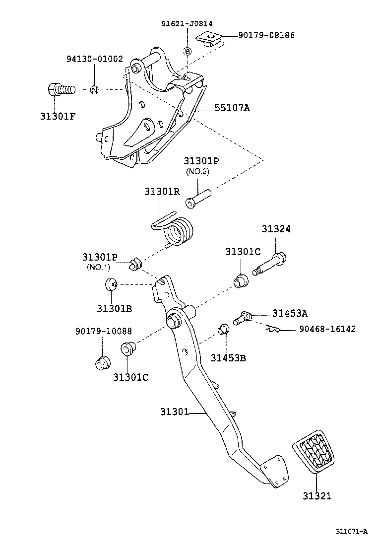 31301-02040 PEDAL SUB-ASSY, CLUTCH product image