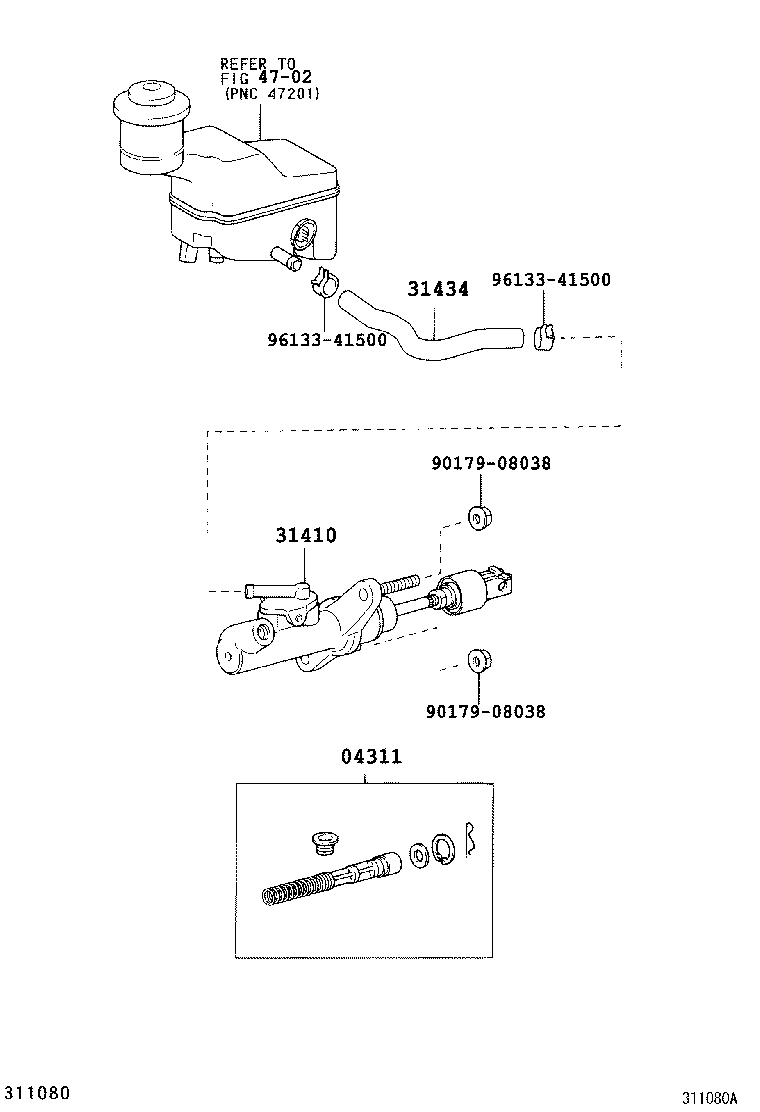 31420-12020 CYLINDER ASSY, CLUTCH MASTER product image