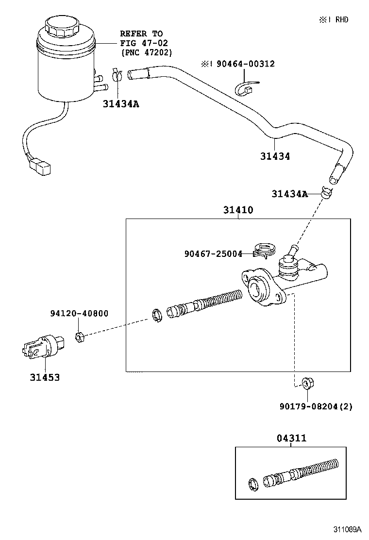 31401-36090 CYLINDER ASSY, CLUTCH MASTER product image