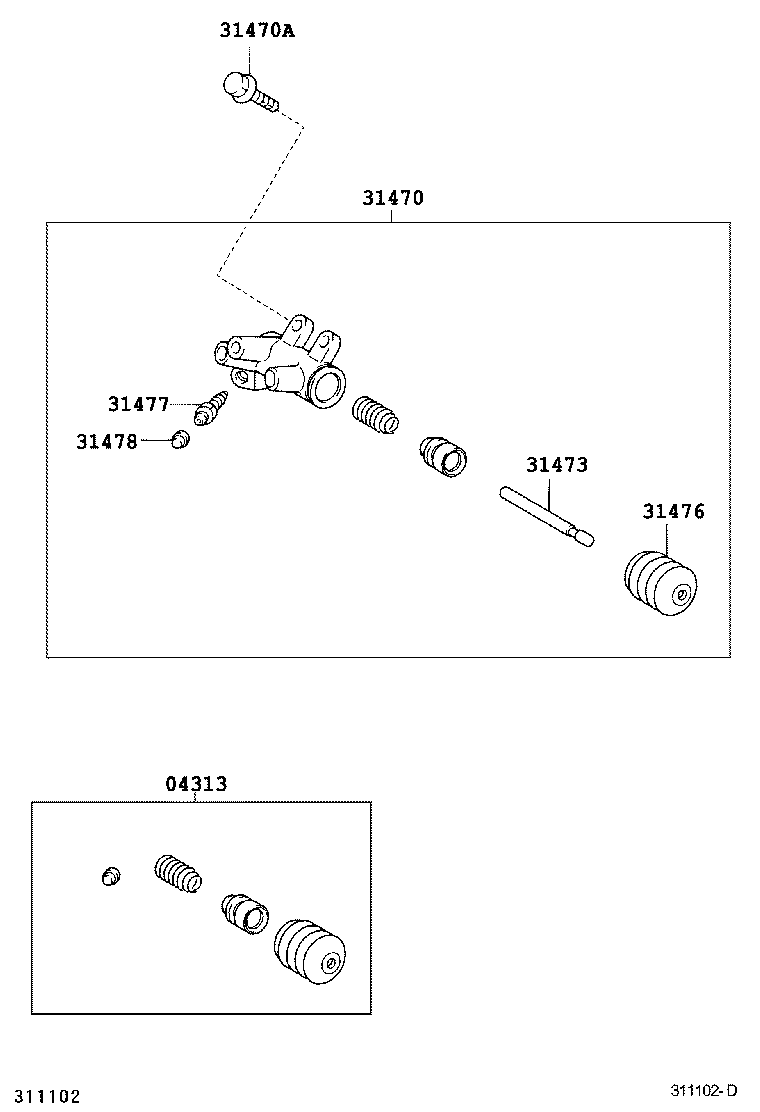 31470-42031 CYLINDER ASSY, CLUTCH RELEASE product image