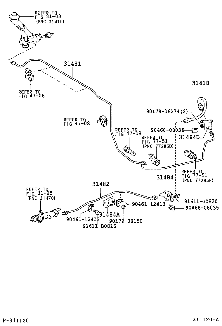 31482-60070 TUBE, CLUTCH RELEASE CYLINDER TO ACCUMULATOR product image