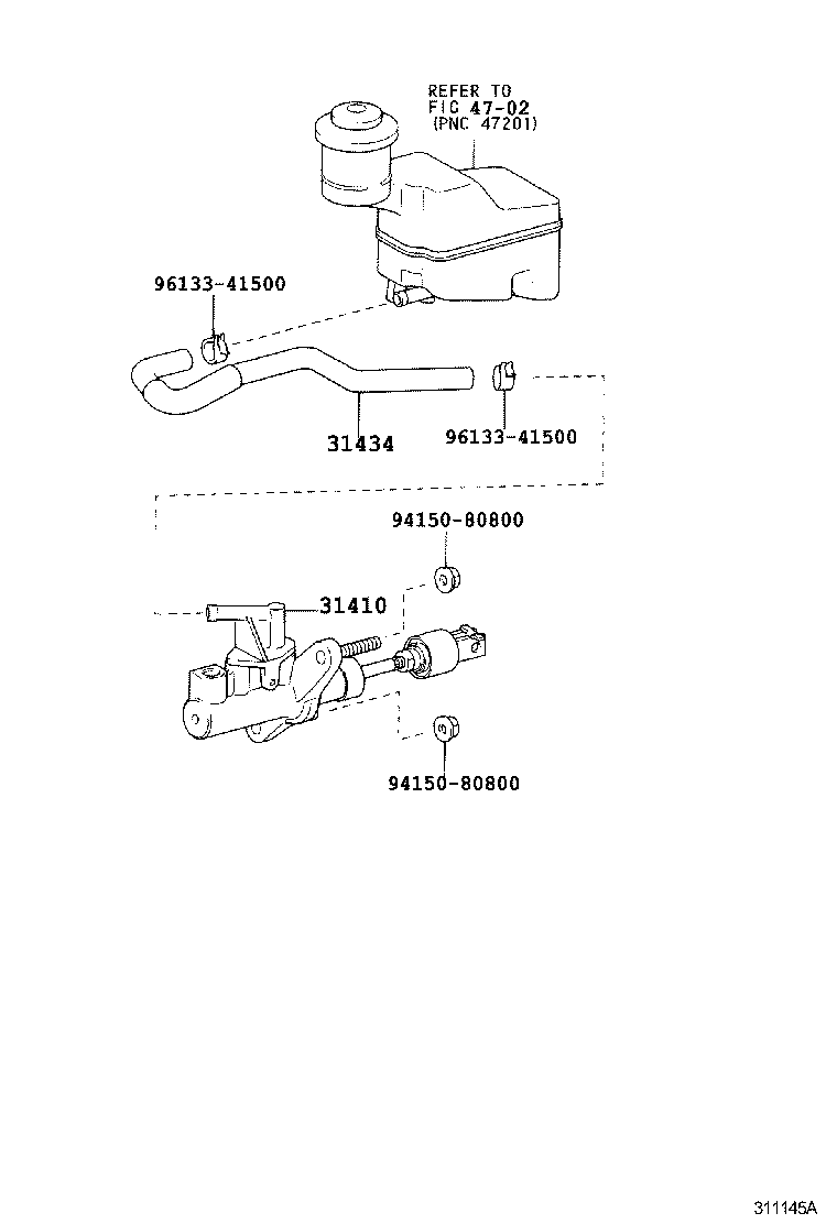 Toyota 31434-12020 TUBE, CLUTCH RESERVOIR