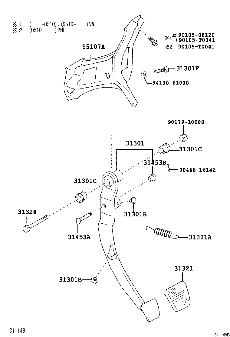 31301-0D020 PEDAL SUB-ASSY, CLUTCH product image