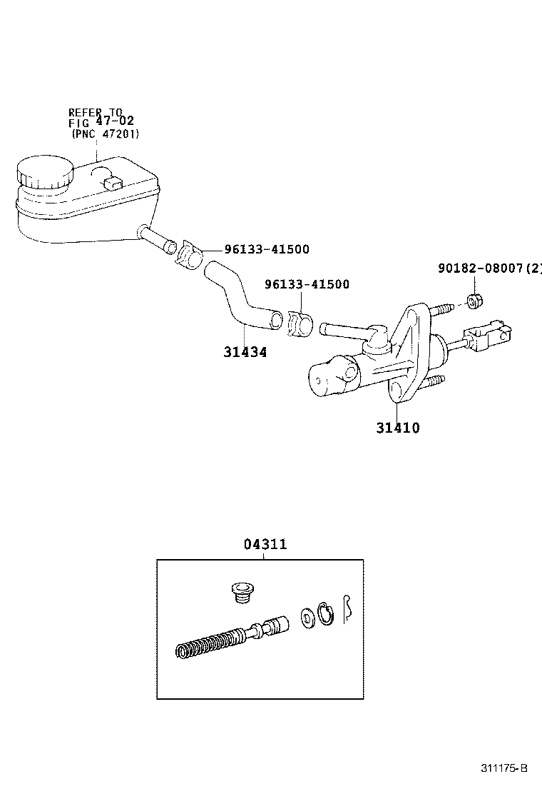 Toyota 31434-52011 TUBE, CLUTCH RESERVOIR