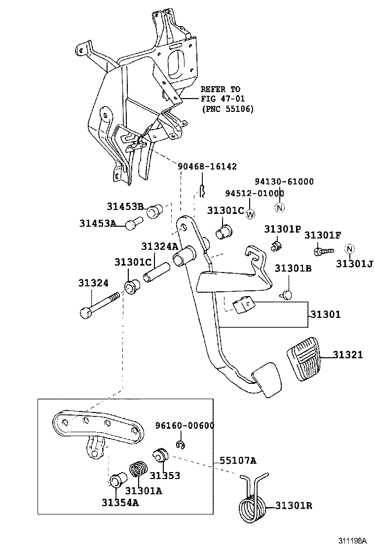 31301-36230 PEDAL SUB-ASSY, CLUTCH product image