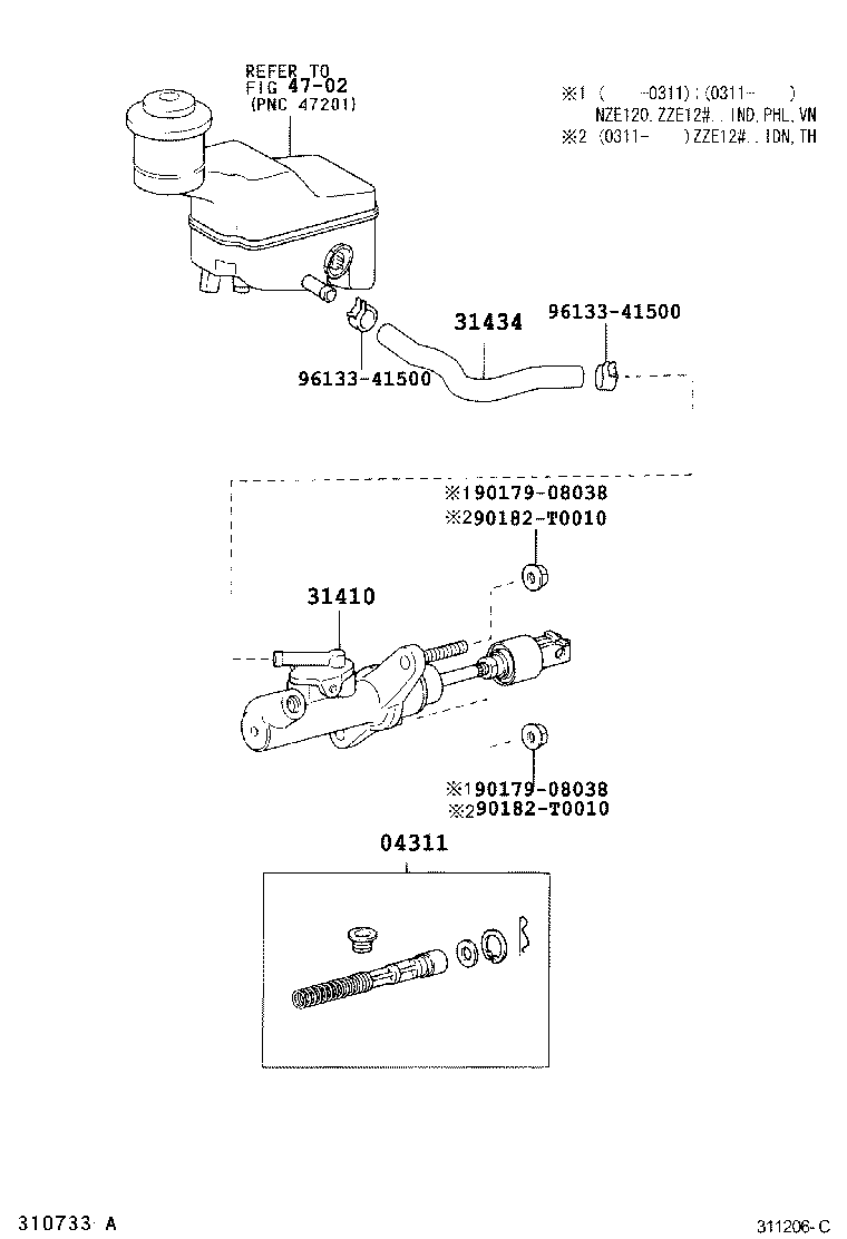 31420-02010 CYLINDER ASSY, CLUTCH MASTER product image