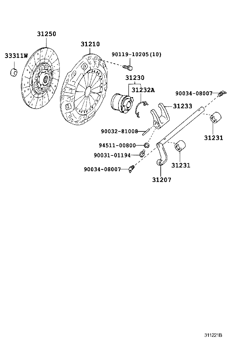 31207-89101 LEVER SUB-ASSY, CLUTCH RELEASE FORK product image