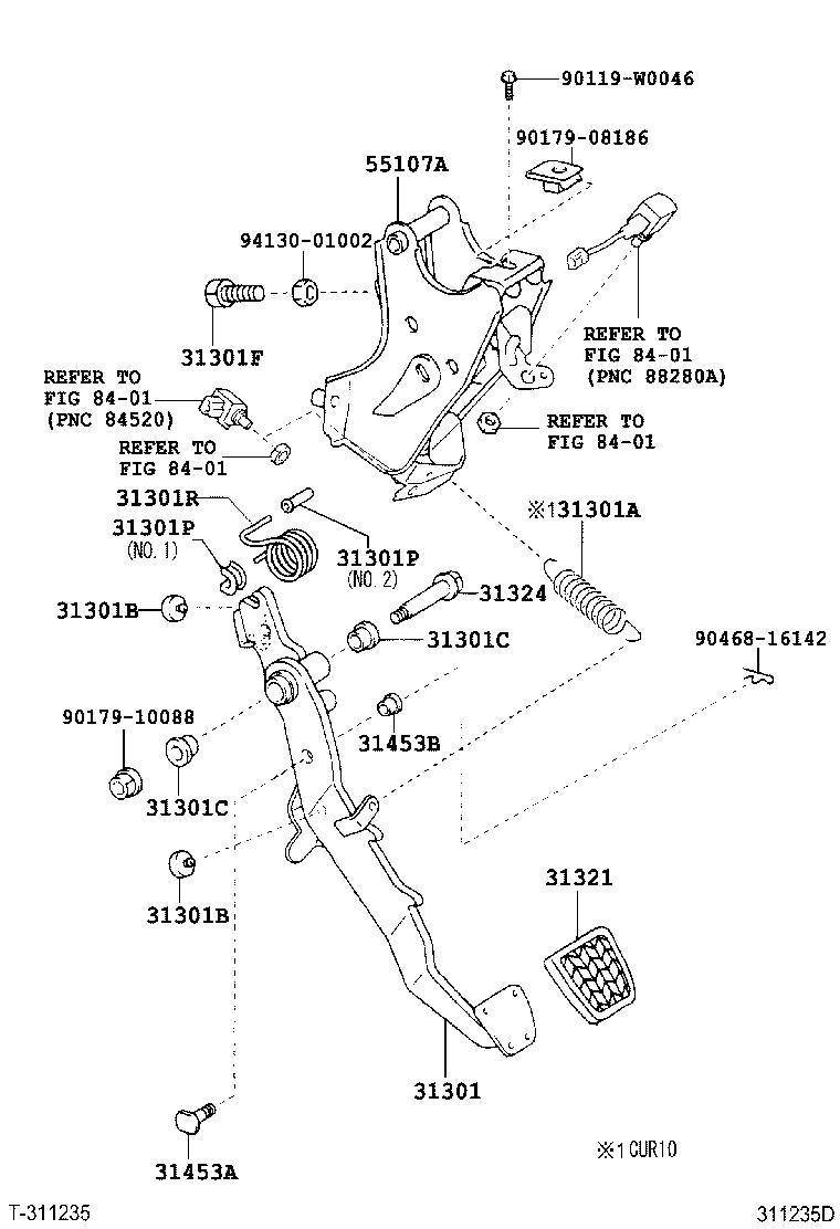 31301-0F060 PEDAL SUB-ASSY, CLUTCH product image