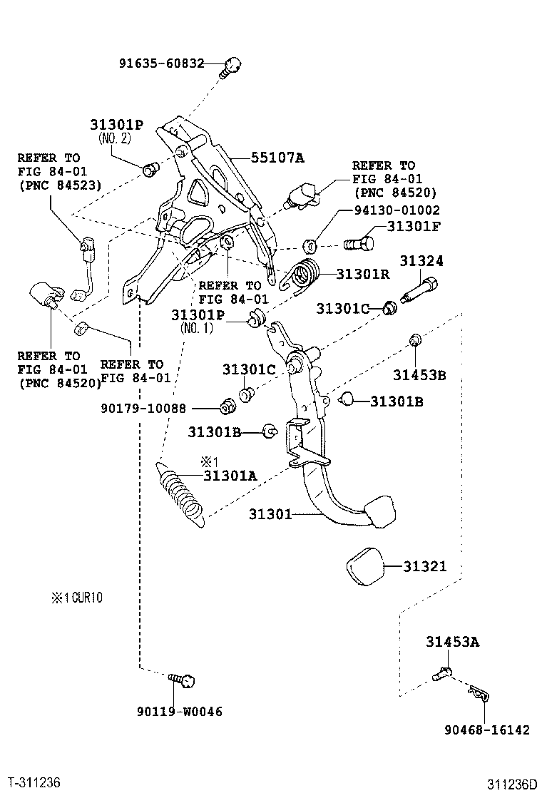 31301-0F060 PEDAL SUB-ASSY, CLUTCH product image