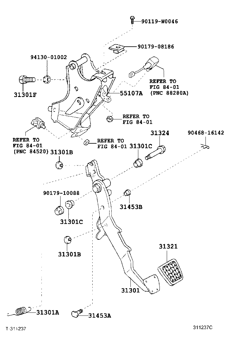 31301-0F060 PEDAL SUB-ASSY, CLUTCH product image