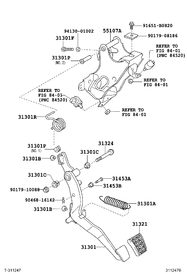 Toyota 31301-21050 PEDAL SUB-ASSY, CLUTCH