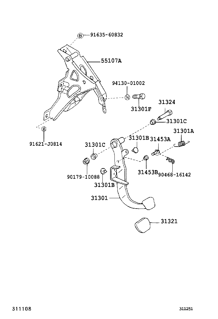 31301-05070 PEDAL SUB-ASSY, CLUTCH product image