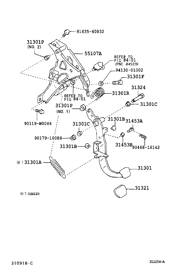 31301-02110 PEDAL SUB-ASSY, CLUTCH product image