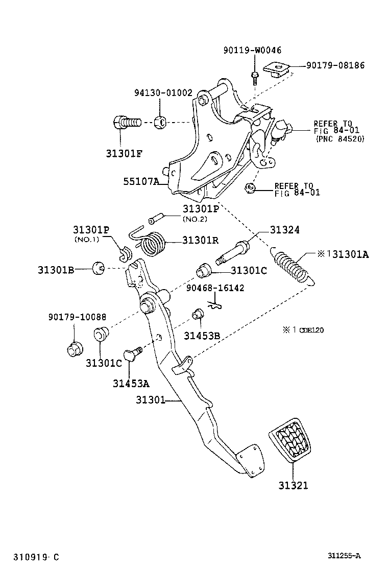 31301-02110 PEDAL SUB-ASSY, CLUTCH product image