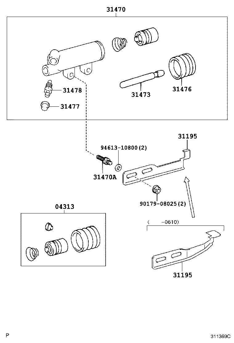 31470-37070 CYLINDER ASSY, CLUTCH RELEASE product image