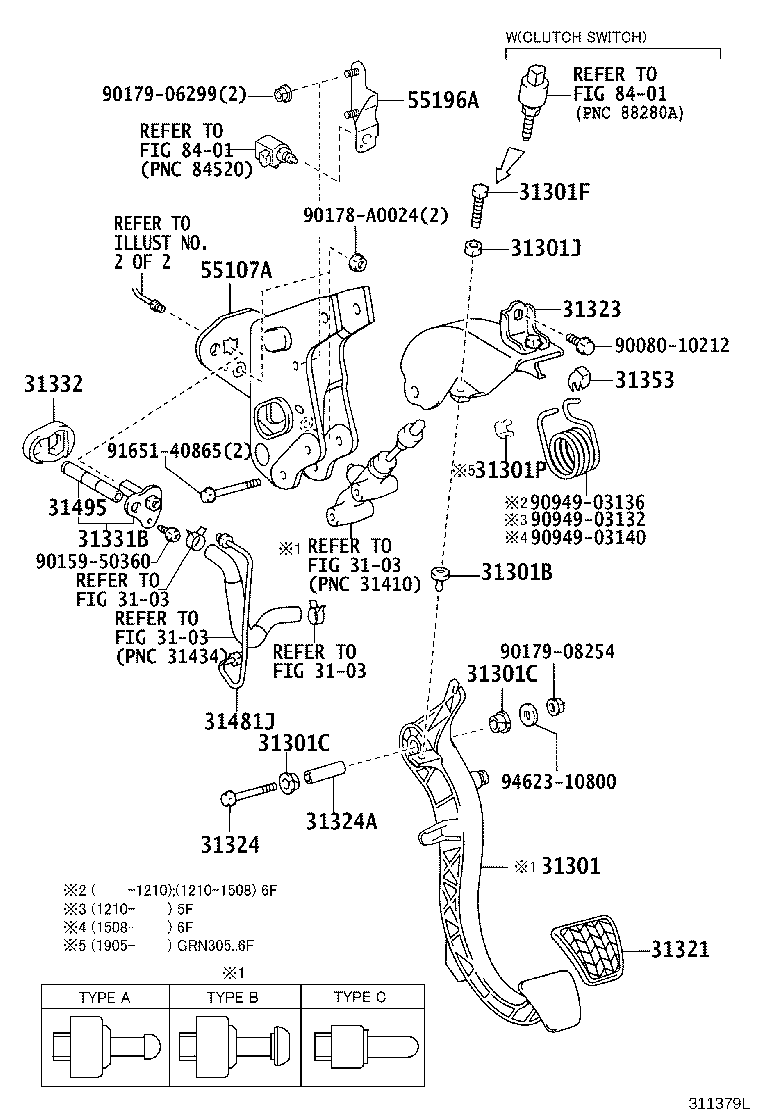 Toyota 31311-04020 PEDAL SUB-ASSY, CLUTCH