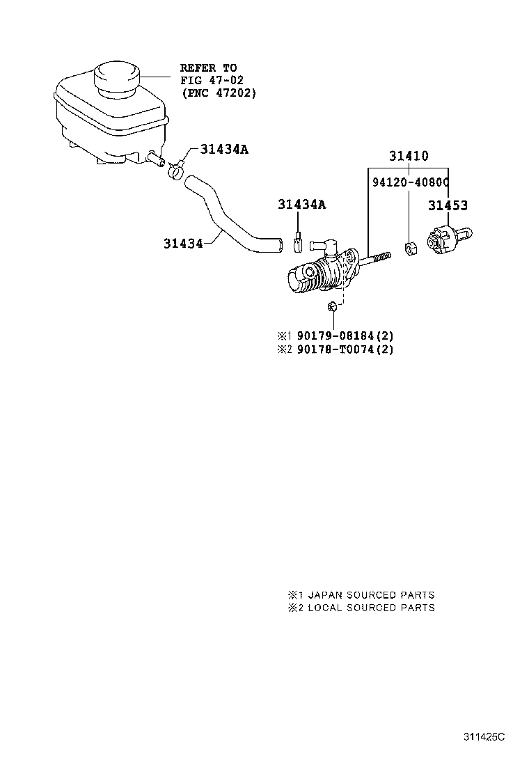 Toyota 31434-26290 TUBE, CLUTCH RESERVOIR