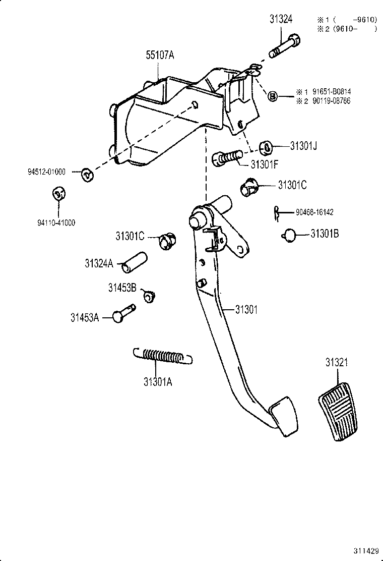 31310-60010 PEDAL SUB-ASSY, CLUTCH product image