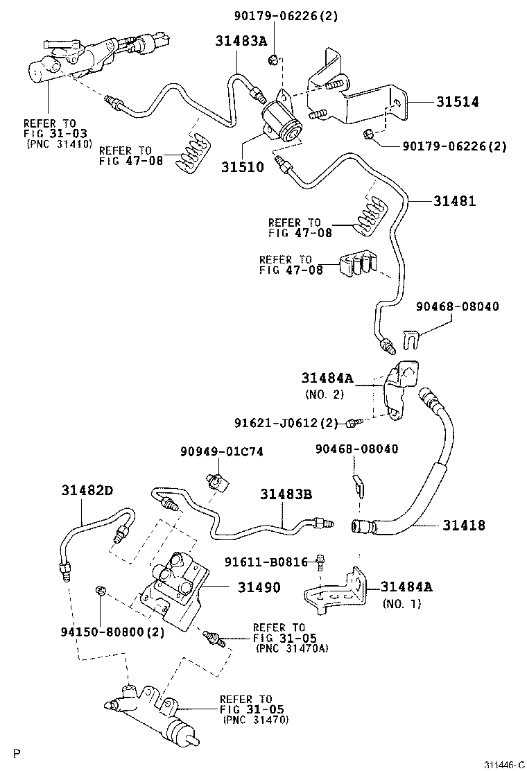 31481-42040 TUBE, CLUTCH MASTER CYLINDER TO FLEXIBLE HOSE product image