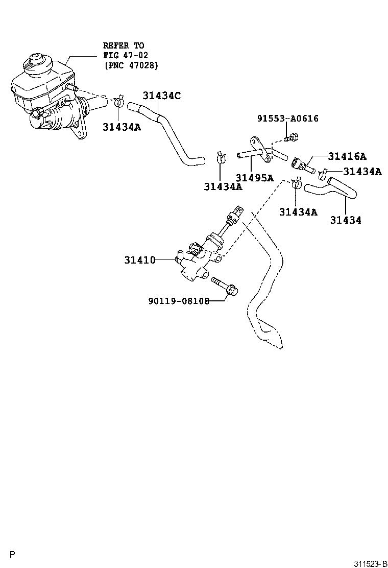 Toyota 31434-53040 TUBE, CLUTCH RESERVOIR