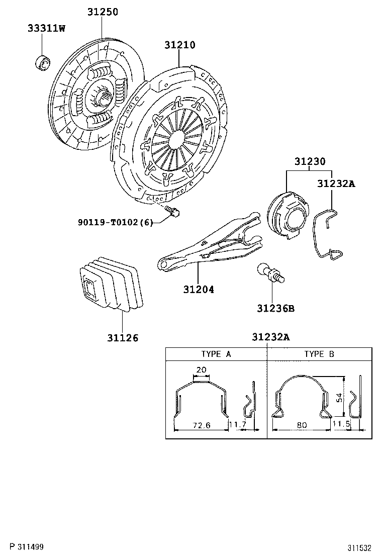 31230-71040 BEARING ASSY, CLUTCH RELEASE product image