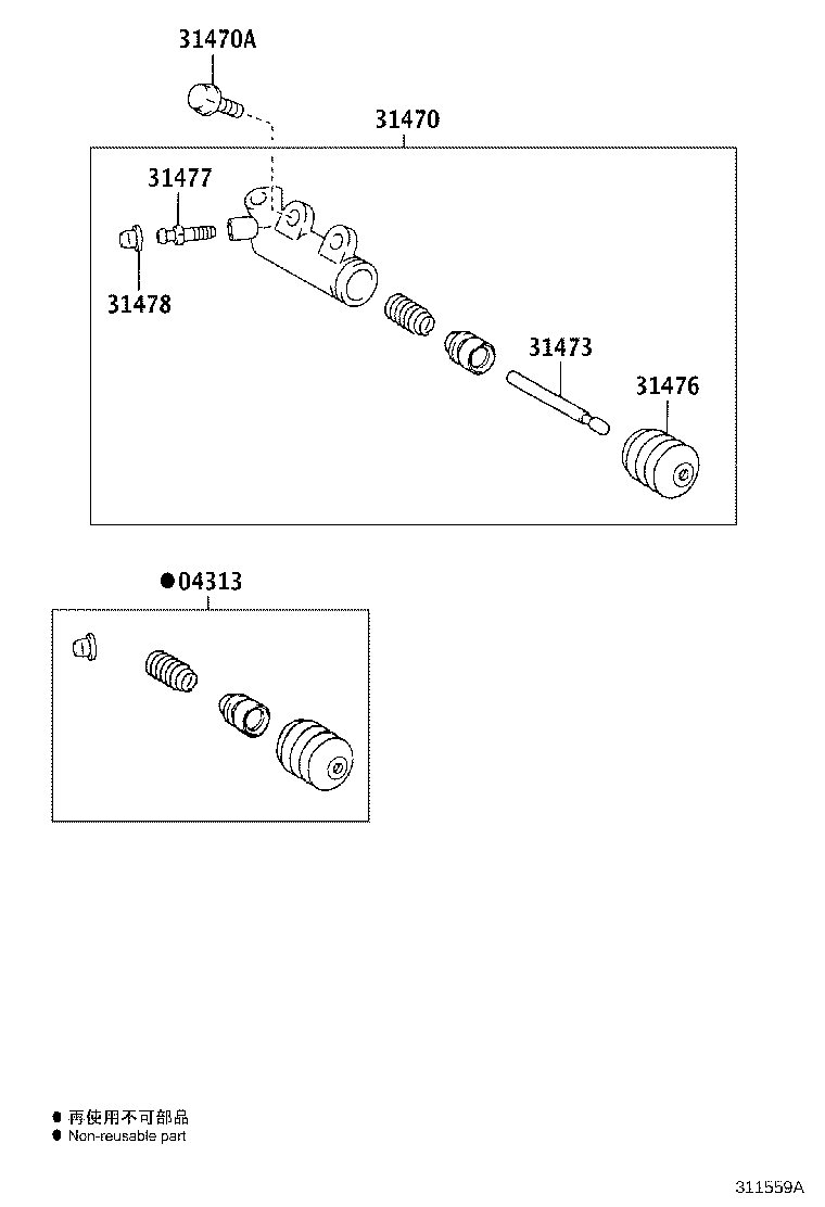 31470-42040 CYLINDER ASSY, CLUTCH RELEASE product image