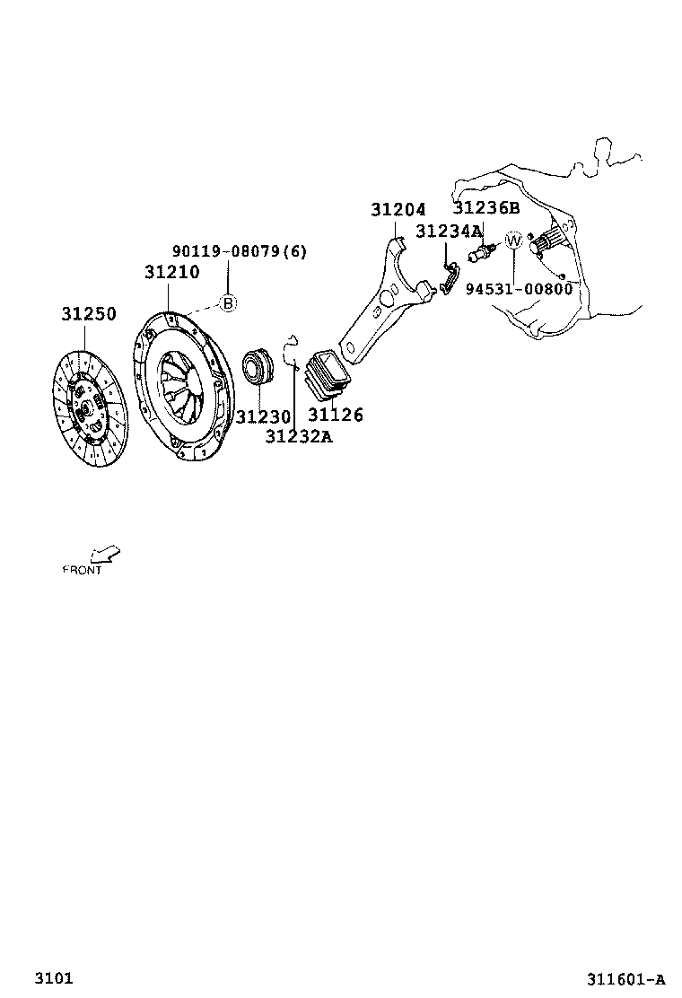 Toyota 31210-B4010 COVER ASSY, CLUTCH