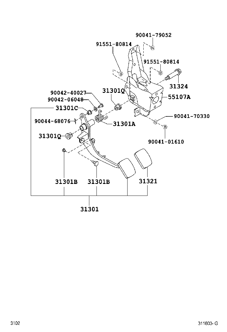 31310-B4010 PEDAL SUB-ASSY, CLUTCH product image