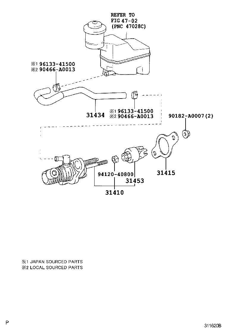 Toyota 31434-33070 TUBE, CLUTCH RESERVOIR