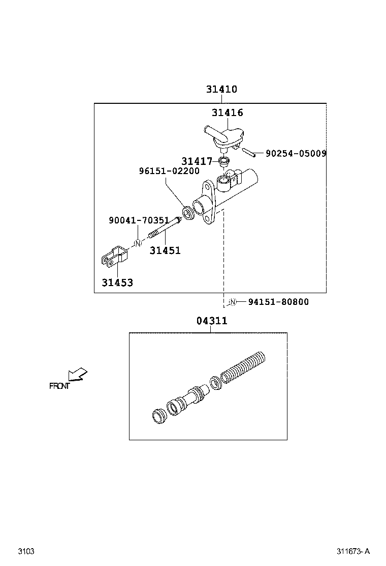 Toyota 04311-26060 CYLINDER KIT, CLUTCH MASTER